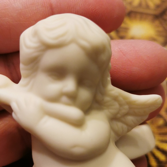 Pair Vintage Partylite Bisque Porcelain Cherub Angel Candle Followers / Huggers - Picture 7 of 14